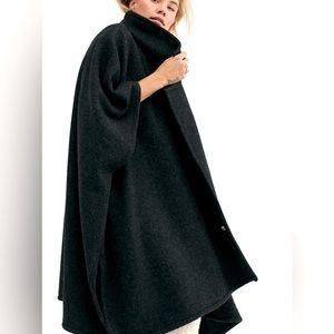 Free People | Oversized Cape  Black Gray